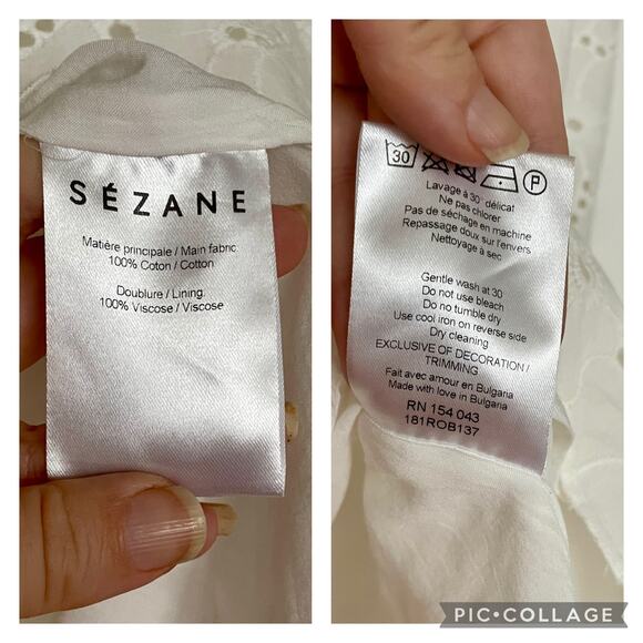 Sezane Carolane White Shift Dress Mini Sz 38 / US 4 6  French Minimalist Lace - Picture 11 of 11